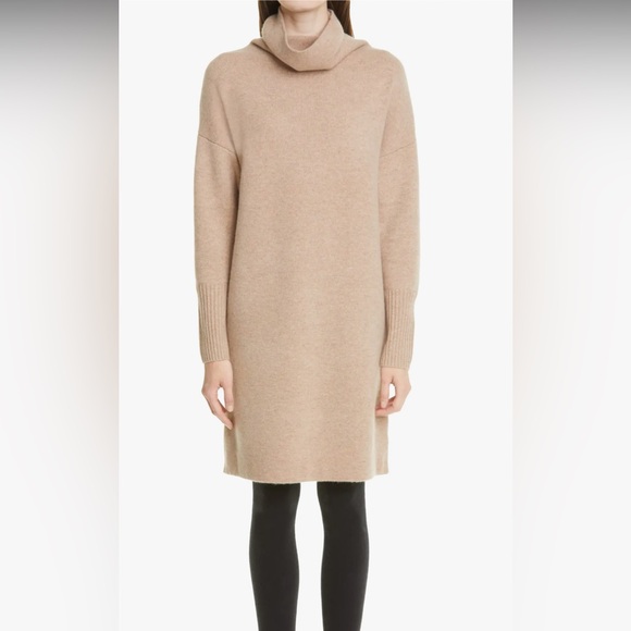 Nordstrom Sweaters - NEW!NORDSTROM SIGNATURE Long Sleeve 95% Cashmere Sweater Dress Tan SZ L